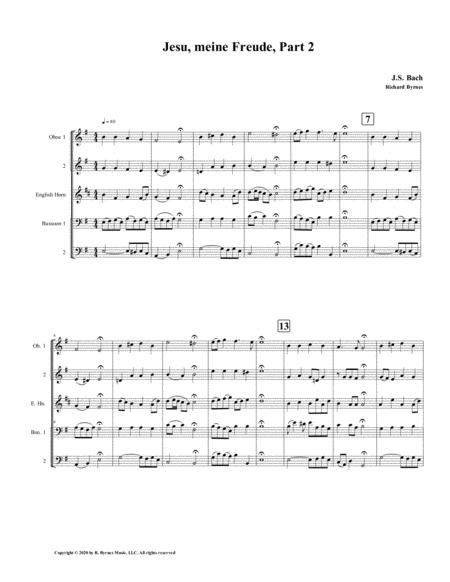 Jesu Meine Freude Part 2 By Js Bach For Double Reed Quintet Sheet Music