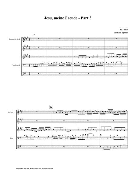 Jesu Meine Freude Part 3 By Js Bach For Brass Quintet Sheet Music