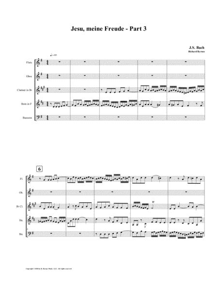 Jesu Meine Freude Part 3 By Js Bach For Woodwind Quintet Sheet Music