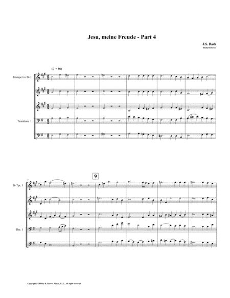 Jesu Meine Freude Part 4 By Js Bach For Brass Quintet Sheet Music