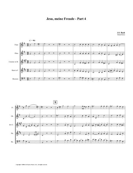 Free Sheet Music Jesu Meine Freude Part 4 By Js Bach For Woodwind Quintet