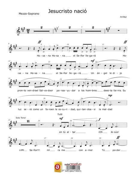 Free Sheet Music Jesucristo Naci