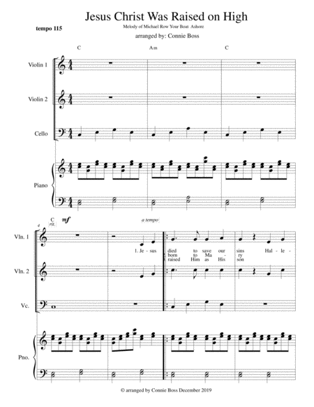 Free Sheet Music Jesus Christ Was Raised On High Strings Vocal Duet And Piano