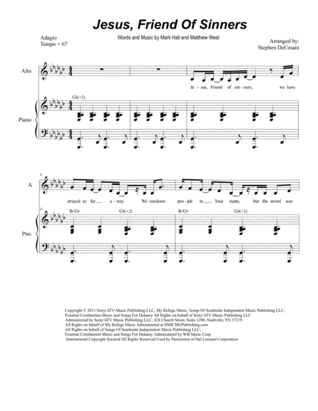 Jesus Friend Of Sinners Duet For Soprano And Alto Solo Sheet Music