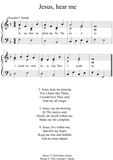 Jesus Hear Me Pleading A New Tune To This Wonderful Oswald Smith Poem Sheet Music
