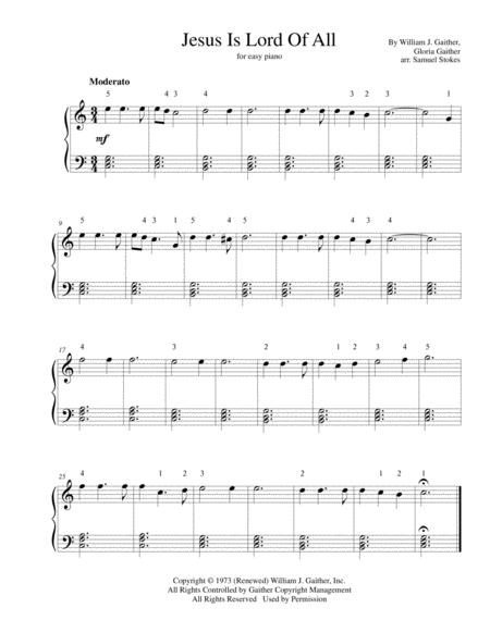 Free Sheet Music Jesus Is Lord Of All For Easy Piano