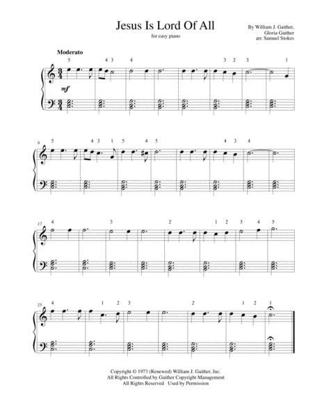 Jesus Is Lord Of All For Easy Piano Sheet Music