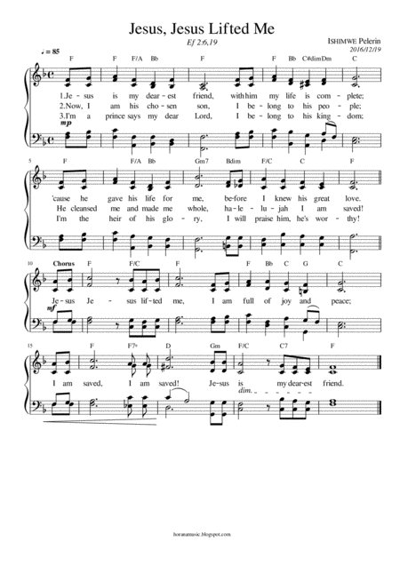 Free Sheet Music Jesus Jesus Lifted Me