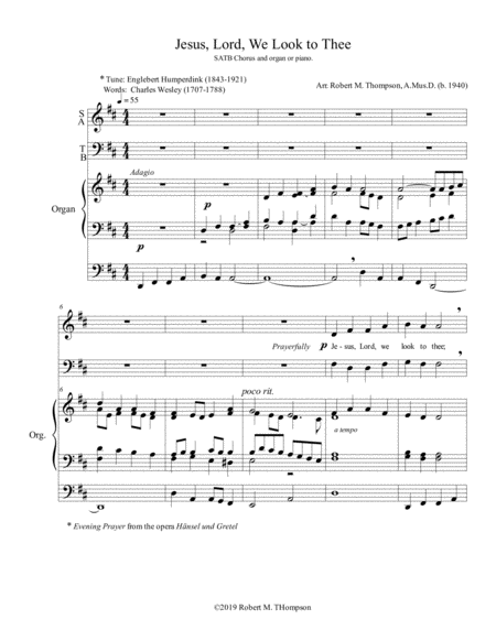 Free Sheet Music Jesus Lord We Look To Thee Sabt Organ Or Piano