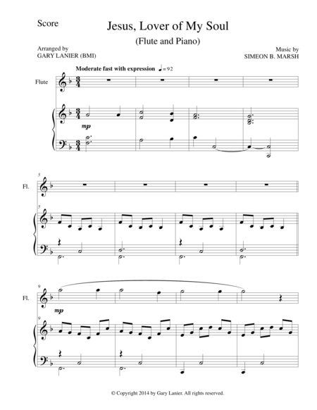 Free Sheet Music Jesus Lover Of My Soul Flute Piano And Flute Part
