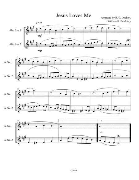 Jesus Loves Me Alto Sax Duet Sheet Music