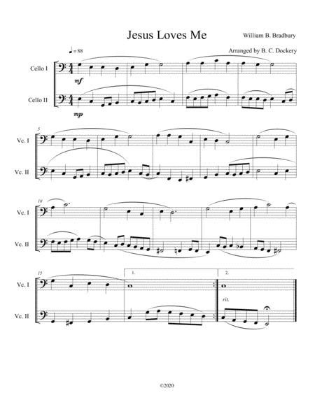 Free Sheet Music Jesus Loves Me Cello Duet