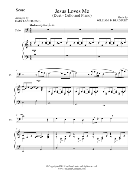 Jesus Loves Me Duet Cello And Piano Score And Parts Sheet Music