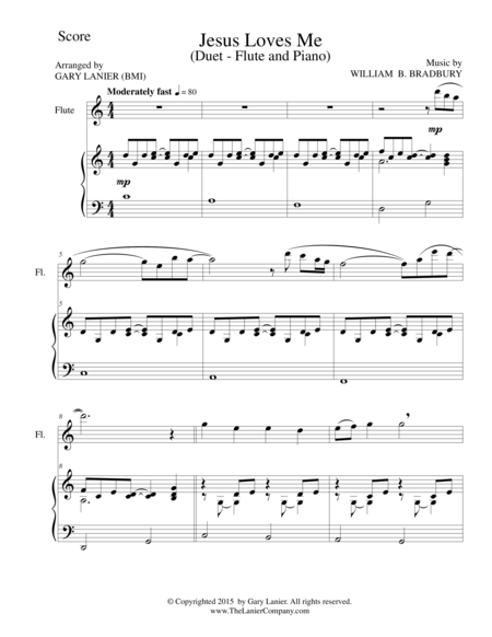 Jesus Loves Me Duet Flute And Piano Score And Parts Sheet Music