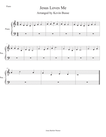 Jesus Loves Me Easy Key Of C Piano Sheet Music