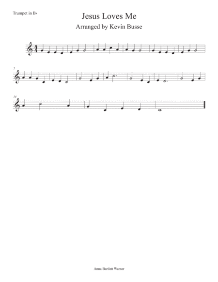 Jesus Loves Me Easy Key Of C Trumpet Sheet Music