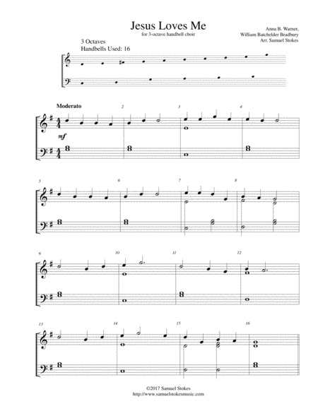 Jesus Loves Me For 3 Octave Handbell Choir Sheet Music