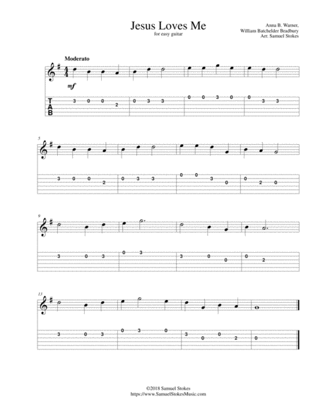 Free Sheet Music Jesus Loves Me For Easy Guitar With Tab