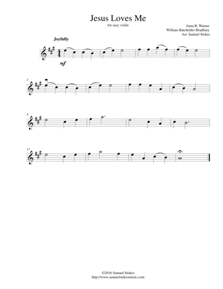 Jesus Loves Me For Easy Violin Sheet Music