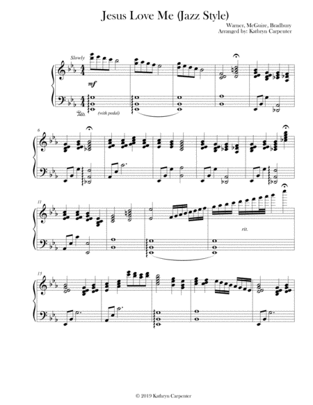 Jesus Loves Me Jazz Style Sheet Music