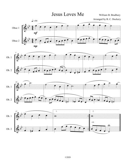 Free Sheet Music Jesus Loves Me Oboe Duet