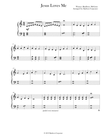 Jesus Loves Me Piano Level 1 Sheet Music