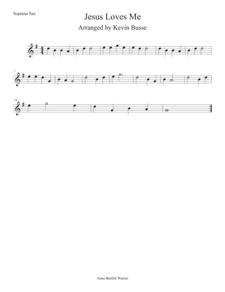 Jesus Loves Me Soprano Sax Sheet Music