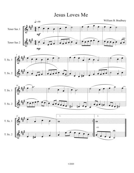 Jesus Loves Me Tenor Sax Duet Sheet Music