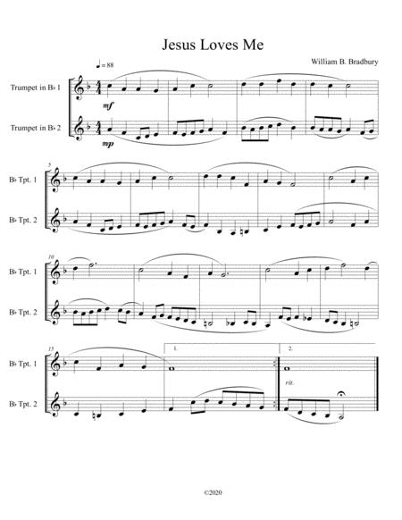 Jesus Loves Me Trumpet Duet Sheet Music