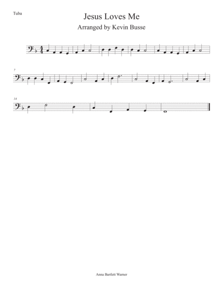 Jesus Loves Me Tuba Sheet Music