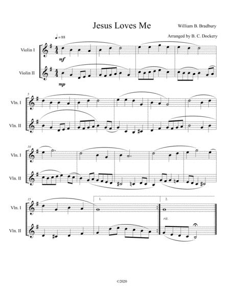 Jesus Loves Me Violin Duet Sheet Music