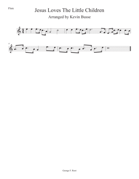 Jesus Loves The Little Children Easy Key Of C Flute Sheet Music