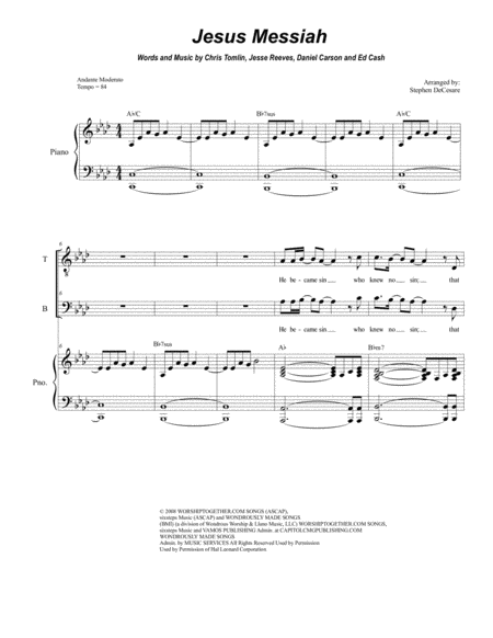 Free Sheet Music Jesus Messiah For Satb