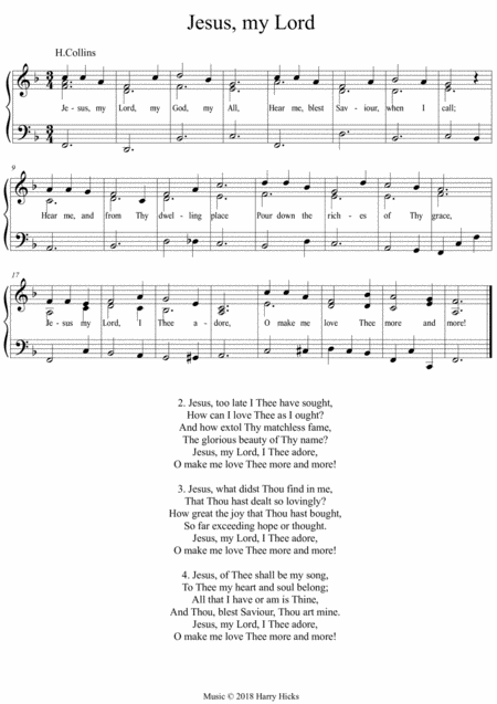 Free Sheet Music Jesus My Lord My God A New Tune To This Wonderful Old Hymn