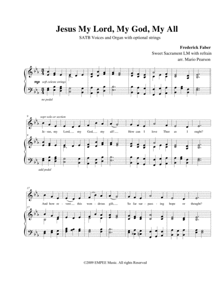 Free Sheet Music Jesus My Lord My God My All Satb Organ Optional Strings