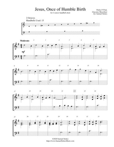 Free Sheet Music Jesus Once Of Humble Birth For 2 Octave Handbell Choir