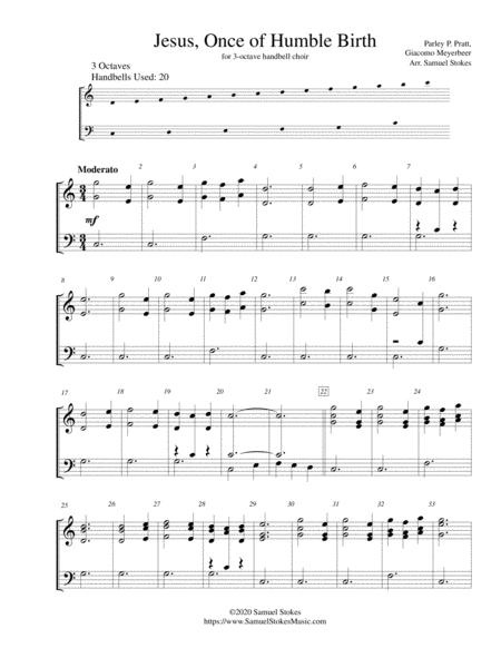 Jesus Once Of Humble Birth For 3 Octave Handbell Choir Sheet Music