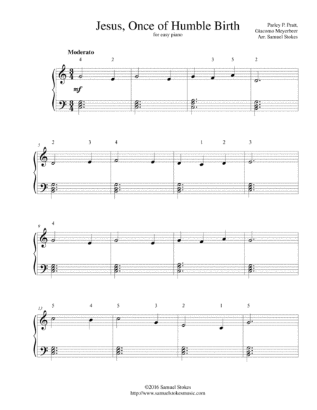 Free Sheet Music Jesus Once Of Humble Birth For Easy Piano