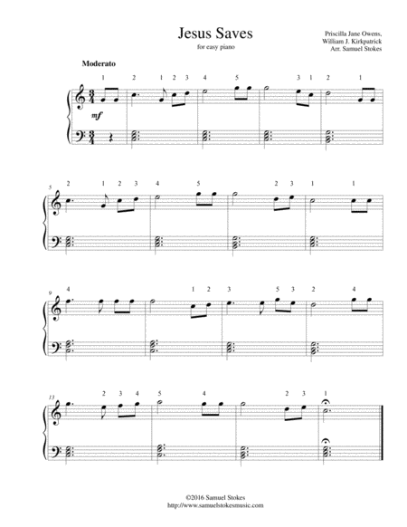 Jesus Saves Easy Piano Sheet Music