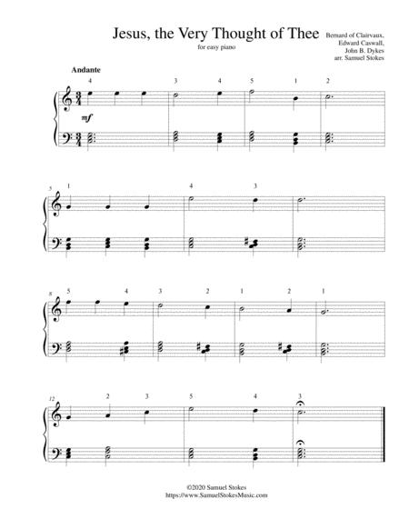 Jesus The Very Thought Of Thee For Easy Piano Sheet Music