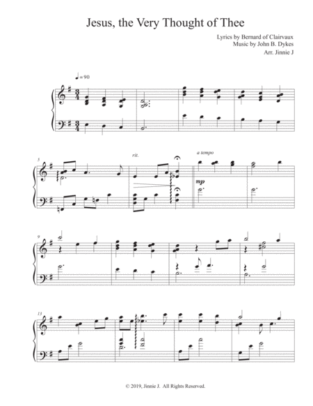 Jesus The Very Thought Of Thee Piano Sheet Music