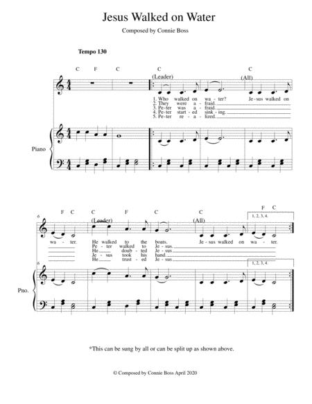 Jesus Walked On Water Kids Song Solo And Piano Sheet Music