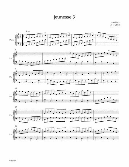 Jeunesse 3 For Piano Solo Sheet Music