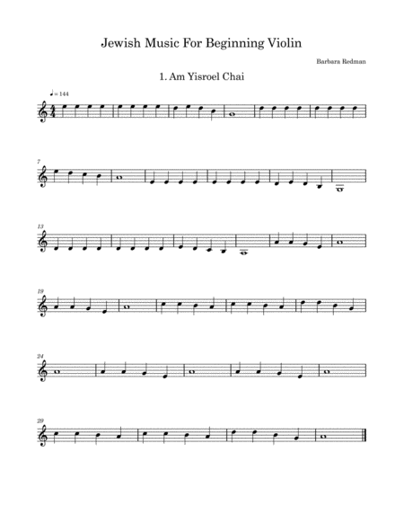 Free Sheet Music Jewish Music For Beginning Violin