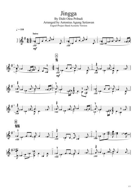 Jingga Solo Guitar Score Sheet Music