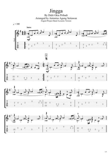 Jingga Solo Guitar Tablature Sheet Music