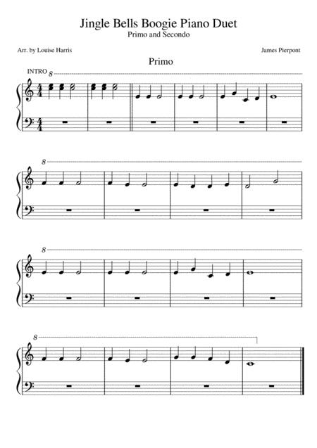 Jingle Bells Boogie Piano Duet For Beginner And Teacher Chorus Only Sheet Music