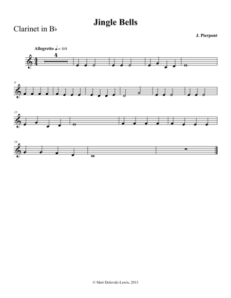 Jingle Bells Clarinet Piano Sheet Music