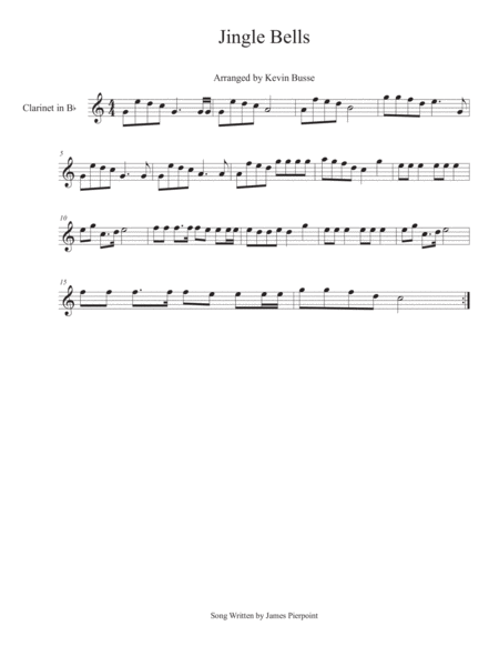 Free Sheet Music Jingle Bells Clarinet