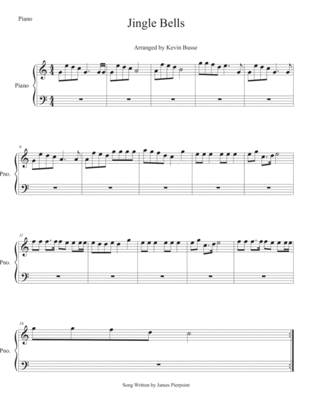 Jingle Bells Easy Key Of C Piano Sheet Music